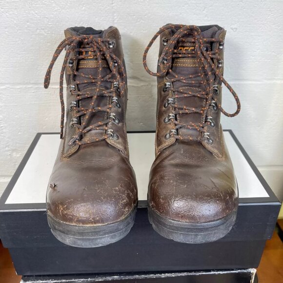 Danner Crafter 6" Brown Leather Work Boots Waterproof Lace Up Men's Size 9 D - Picture 1 of 12
